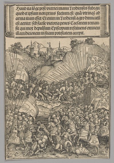 Schlacht um Lüttich, Platte 8 aus Historische Szenen aus dem Leben von Kaiser Maximilian I. vom Triumphbogen von Wolf Traut
