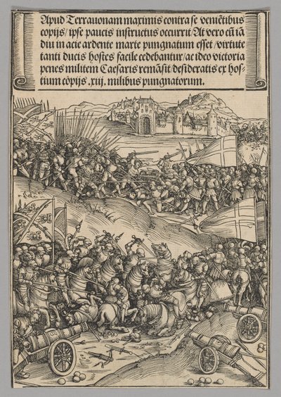 Schlacht von Guinegate, Platte 4 aus Historische Szenen aus dem Leben von Kaiser Maximilian I. aus dem Triumphbogen von Wolf Traut