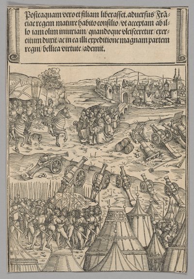 Kapitulierung einer französischen Stadt, Platte 12 aus Historische Szenen aus dem Leben von Kaiser Maximilian I. vom Triumphbogen von Wolf Traut