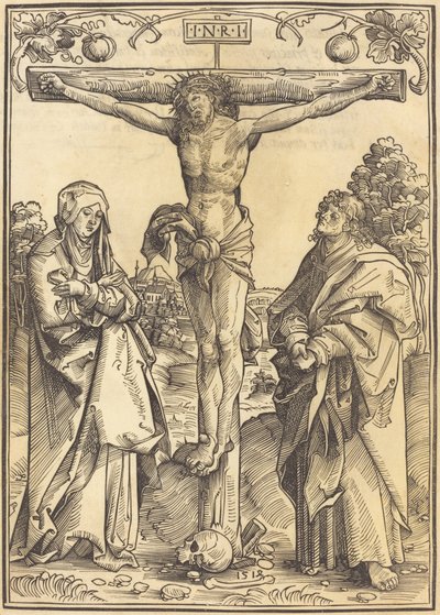 Christus am Kreuz mit Maria und Johannes von Wolf Traut