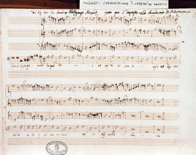 Notenblatt von Querite primum regnum Dei von Mozart zur Erlangung des Titels Accademico filarmonico (1770) von Wolfgang Amadeus Mozart