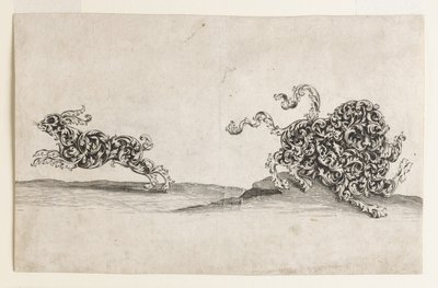 Löwe und Hase aus ornamentalem Blattwerk von Wolfgang Hieronymus von Bömmel