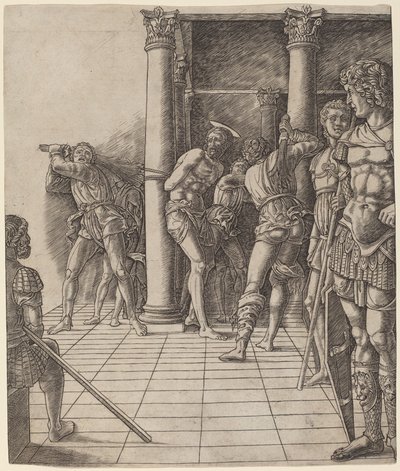 Geißelung Christi mit dem Pflaster von Workshop of Andrea Mantegna