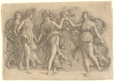 Vier tanzende Musen von Workshop of Andrea Mantegna