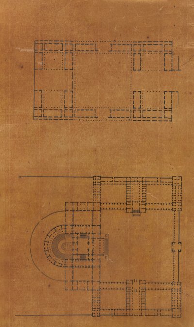 Seite aus einem Sammelalbum mit Zeichnungen und mehreren Architekturabdrücken, ca. 1800-1850 von Workshop of Charles Percier, Workshop of Pierre