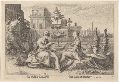 Juno in der Gestalt von Beroe, warnt Semele von Workshop of Hendrick Goltzius, after Hendrick Goltzius