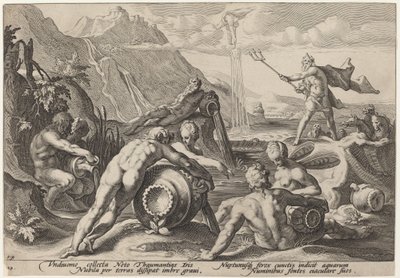 Neptun plant die Zerstörung des Menschen von Workshop of Hendrick Goltzius, after Hendrick Goltzius
