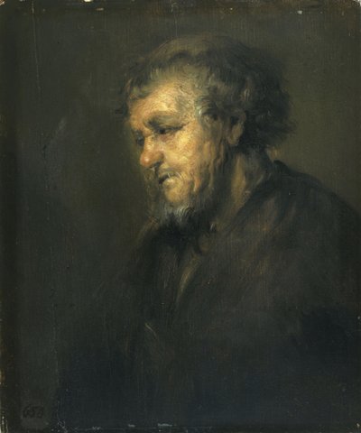 Studie eines alten Mannes im Profil von Workshop of Rembrandt