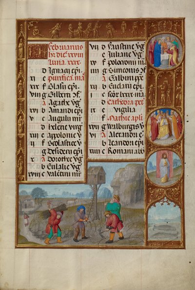 Arbeit im Weinberg; Tierkreiszeichen Fische von Workshop of the Master of James IV of Scotland