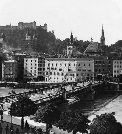 Brücke über die Salzach, Salzburg, Österreich, um 1900er Jahre von Wurthle and Sons