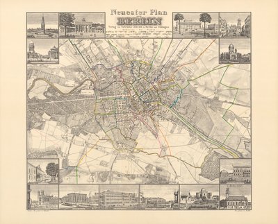 Historische Karte von Berlin, veröffentlicht von Verlag von Gebrueder Rocca, Berlin 1838 von W.v. Moellendorf