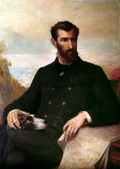 Porträt von Pierre Savorgnan de Brazza (1852-1905), französischer Entdecker in Äquatorialafrika von Xavier Alphonse Monchablon
