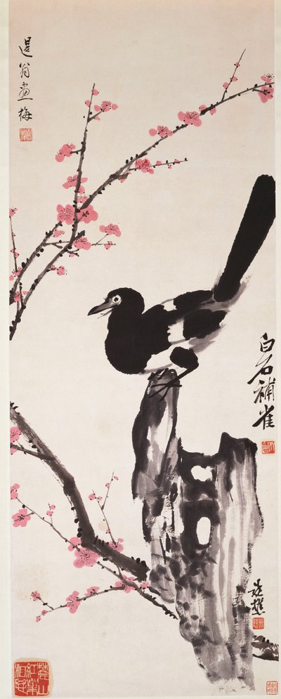 Pflaumenblüten und Elster von Xiao Sun (1883 1944) Zhou Shaoxiang (1880 1954) Qi Baishi
