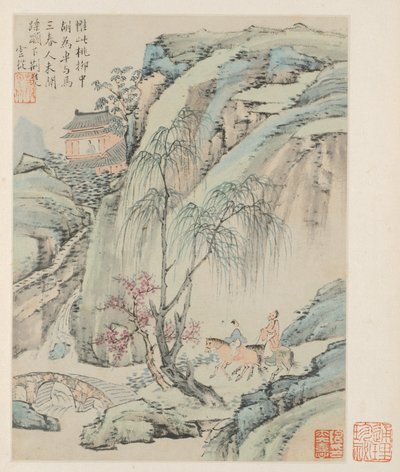Album mit saisonalen Landschaften, Blatt B vorheriges Blatt 1, 1668 von Xiao Yuncong