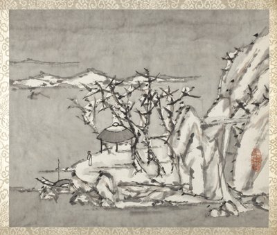 Landschaft und Figur, aus einem Album von Landschaften und Kalligraphie für Liu Songfu von Xugu