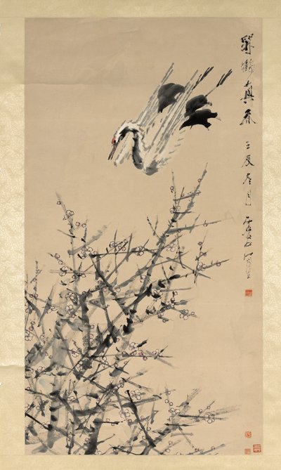 Pflaumenblüten, Kranich und Frühling, Qing-Dynastie von Xugu