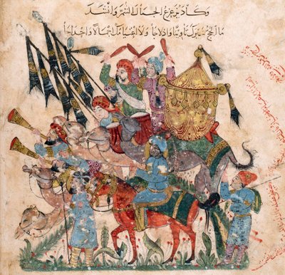 Karawane von Pilgern in Ramleh aus einem Manuskript von Maqāmāt von al-Harīrī, 1237 von Yahya ibn Mahmud Al Wasiti