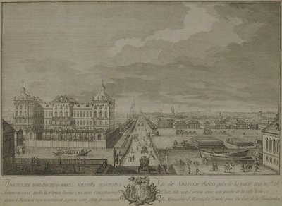 Ansicht der neu erbauten Kammern gegenüber den Anichkov-Toren in Sankt Petersburg, 1753 von Yakov Vasilyevich Vasilyev