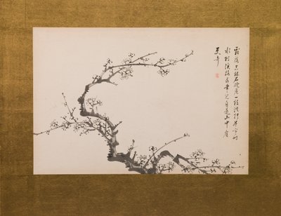 Prunusblüten, Wandschirm, Tafel 3 von 4, Edo-Periode 1844 von Yamamoto Baiitsu