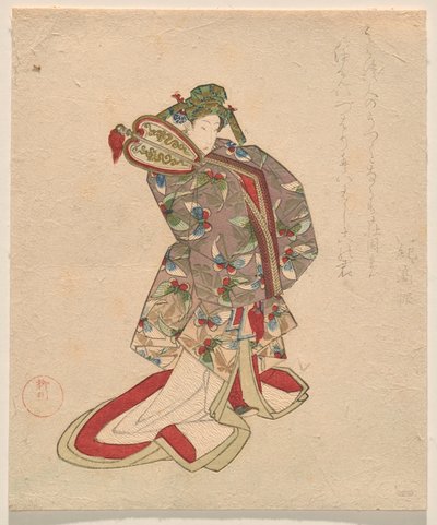 Frau im chinesischen Kostüm mit Schmetterlingsmuster von Yanagawa Shigenobu II