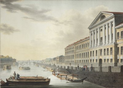 Blick auf den Fontanka-Fluss von der Izmailovsky-Brücke, 1820-1823 von Yermolai Ivanovich Yesakov