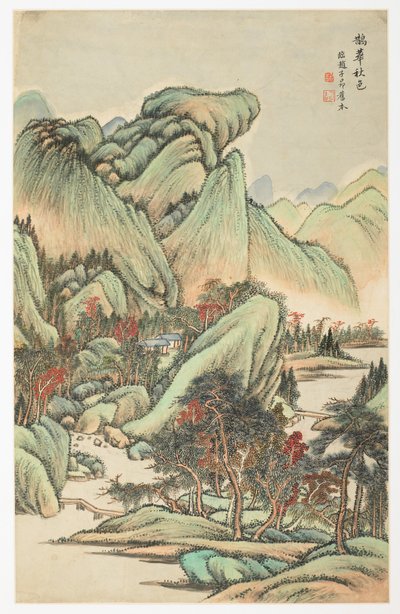 Herbstfarben zwischen Berg Quan und Berg Hua, aus einem Album mit 12 Blättern von Yongxi Jin