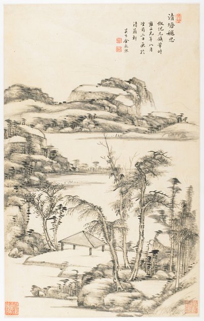 Herbstliche Betrachtung im sauberen Teich, aus einem Album mit 12 Blättern von Yongxi Jin