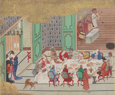 Niederländisches Bankett, Nagasaki Heiligabend, aus Bankan-zu, 1797 von Yushi Ishizaki