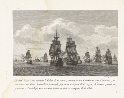 Jan Bart greift mit seinem Geschwader eine holländische Flotte an, 1676 von Yves Marie Le Gouaz