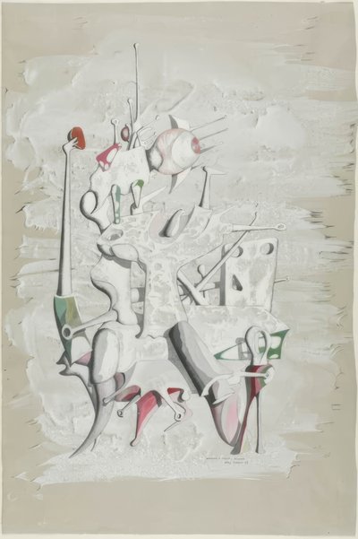 Hommage an Marcel Duchamp (recto); Konstruktion (verso) von Yves Tanguy