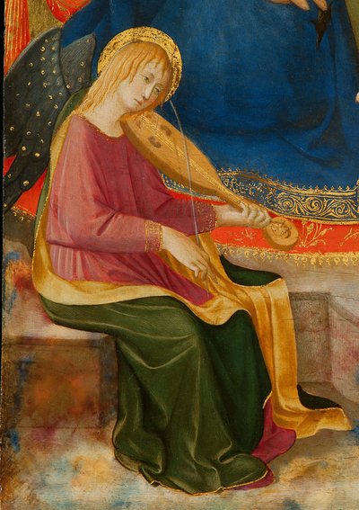 Madonna der Demut mit zwei musizierenden Engeln. (Detail), ca. 1450 von Zanobi Strozzi