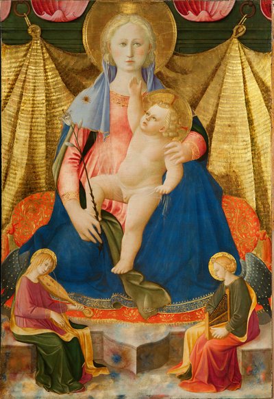 Die Madonna der Demut mit zwei musizierenden Engeln von Zanobi Strozzi