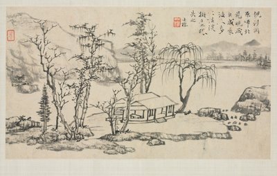 Landschaftsalbum in verschiedenen Stilen: Landschaft nach Ni Zan, 1684 von Zha Shibiao