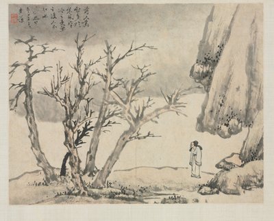 Landschaftsalbum in verschiedenen Stilen: Schneelandschaft, 1684 von Zha Shibiao