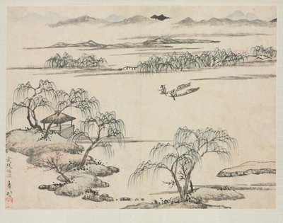 Landschaftsalbum in verschiedenen Stilen: Der Bach von Wuling von Zha Shibiao