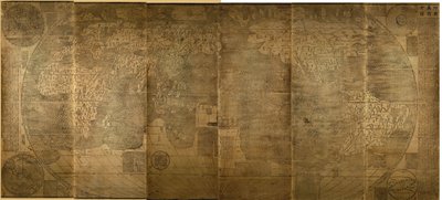 Kunyu Wanguo Quantu Eine Karte der unzähligen Länder der Welt, 1602 von Zhong Wentao