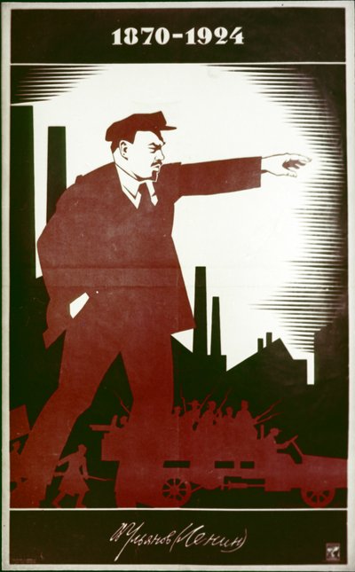 Ein sowjetisches Plakat zur Erinnerung an W. I. Lenin von A. Strakhov von Frederick (attr. to) Barnard