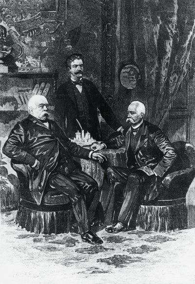 Konferenz zwischen Otto von Bismarck (1815-1898) und Francesco Crispi (1819-1901) in Friedrichsruhe, Oktober 1887, Deutschland von William Walcutt