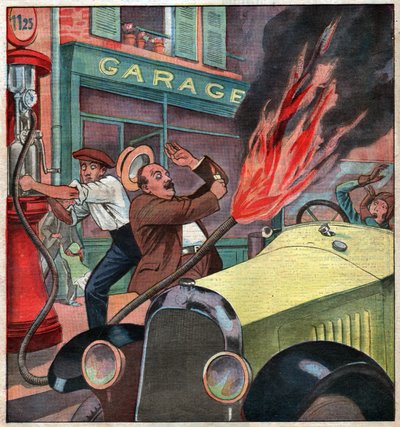 Feuer an einer Tankstelle von Ferdinand Georg Waldmuller