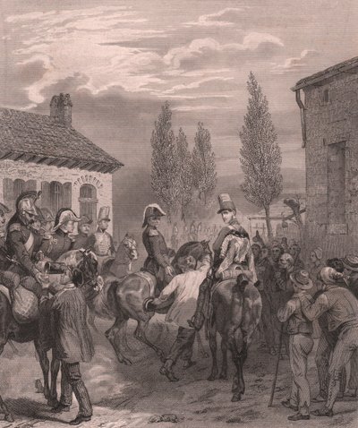 Französische Armee betritt Belgien, August 1831, Stahlstich auf Chinapapier von William Walcutt