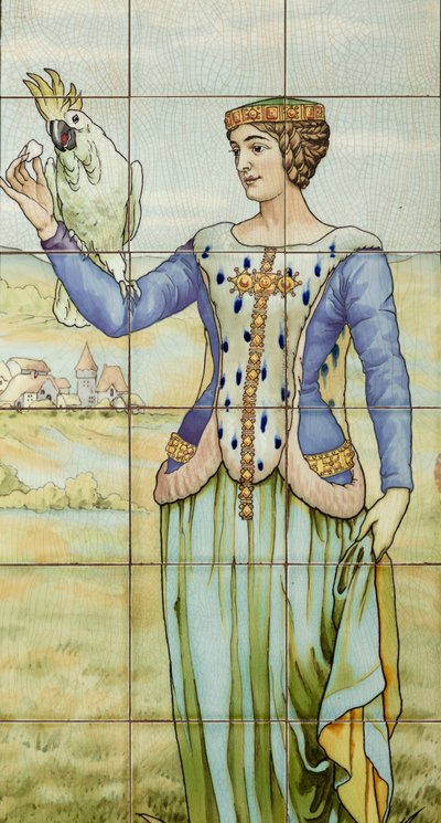 Innenansicht, Fliesenpaneel, Maler Furcy Ernest Tondeur, Ausführung Boch Frères La Louvière von . .