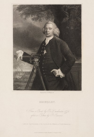 James Brindley, britischer Bauingenieur und Kanalbauer von Frederick (attr. to) Barnard