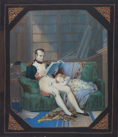 Napoleon in seinem Arbeitszimmer mit dem König von Rom, ca. 1860 von . .