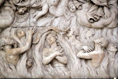 Santa Maria delle Vigne Basilika. Das Jüngste Gericht, die Hölle. Skulptur. Genua. Italien. von . .