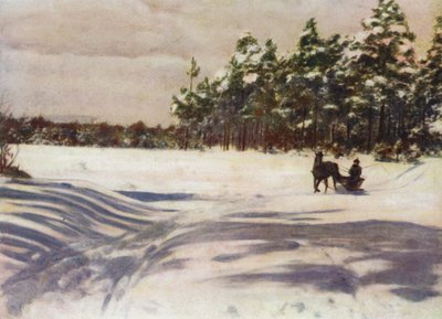 Eine Winterszene in Lettland von after A. Langfier