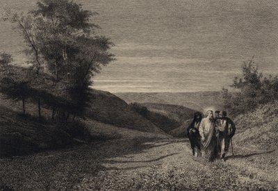 Jesus und seine Jünger auf dem Weg nach Cäsarea von after Albert Robida