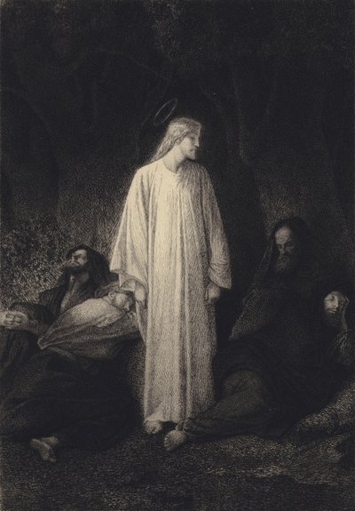 Jesus und die schlafenden Jünger von after Albert Robida