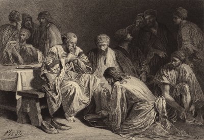 Jesus wäscht die Füße der Jünger von after Albert Robida