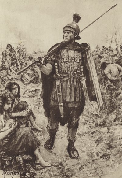 Ein Legionär bewacht Gefangene im Feld von after Amedee Forestier