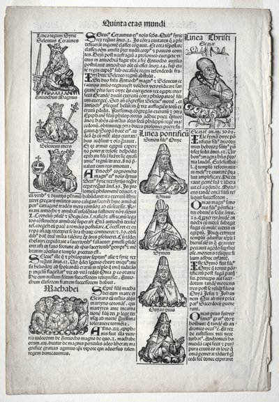 Genealogische Seite; veröffentlicht in der Nürnberger Chronik von Hartmann Schedel von after Augustin Pajou